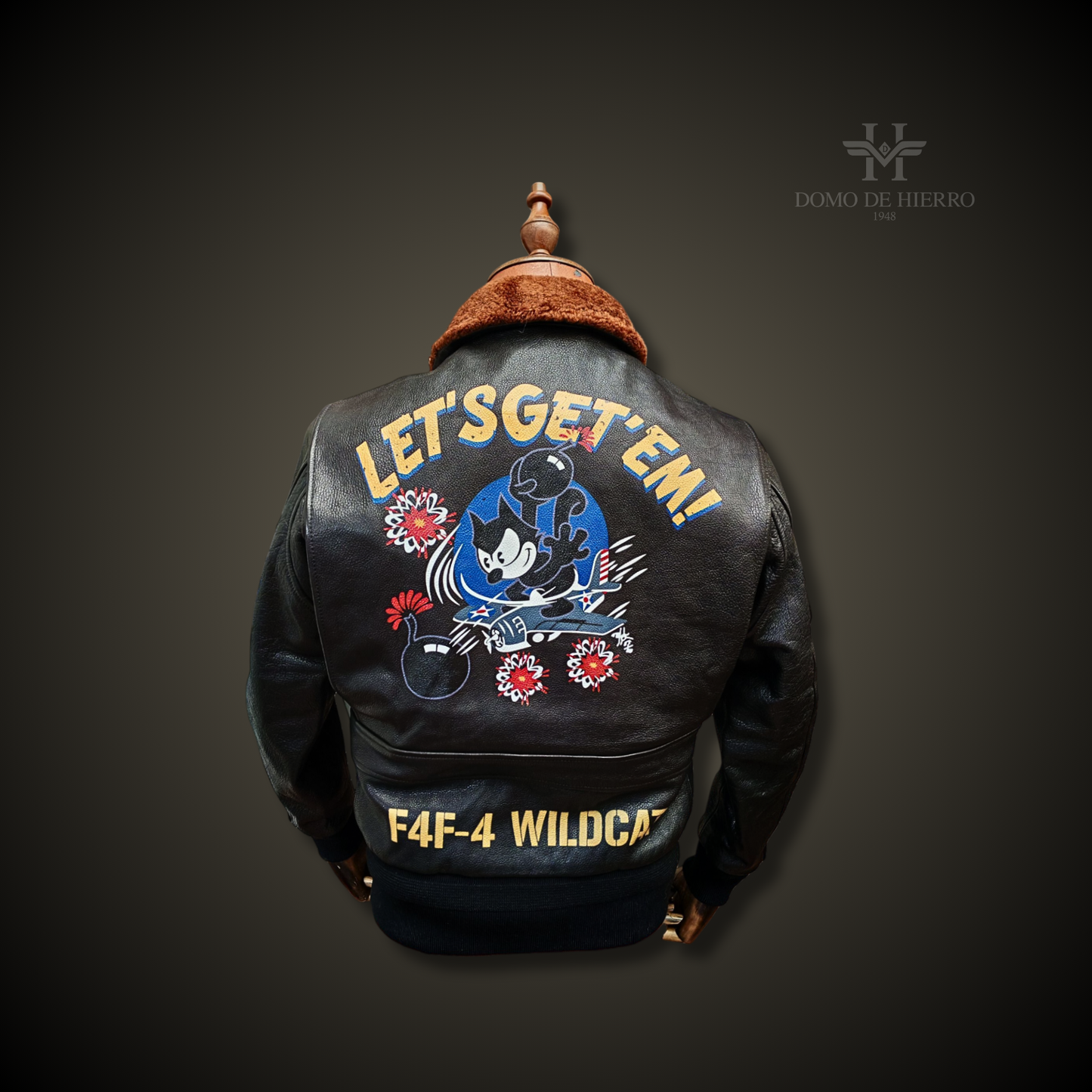CHAQUETA DE CUERO PILOTO "WILDCAT BLACK"