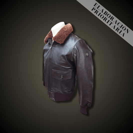 CHAQUETA DE CUERO PILOTO "G1 ESENCIAL SEALBROWN" - DomodeHierro1948