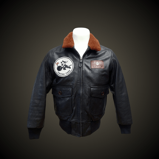 CHAQUETA DE CUERO PILOTO "WILDCAT BLACK" - DomodeHierro1948
