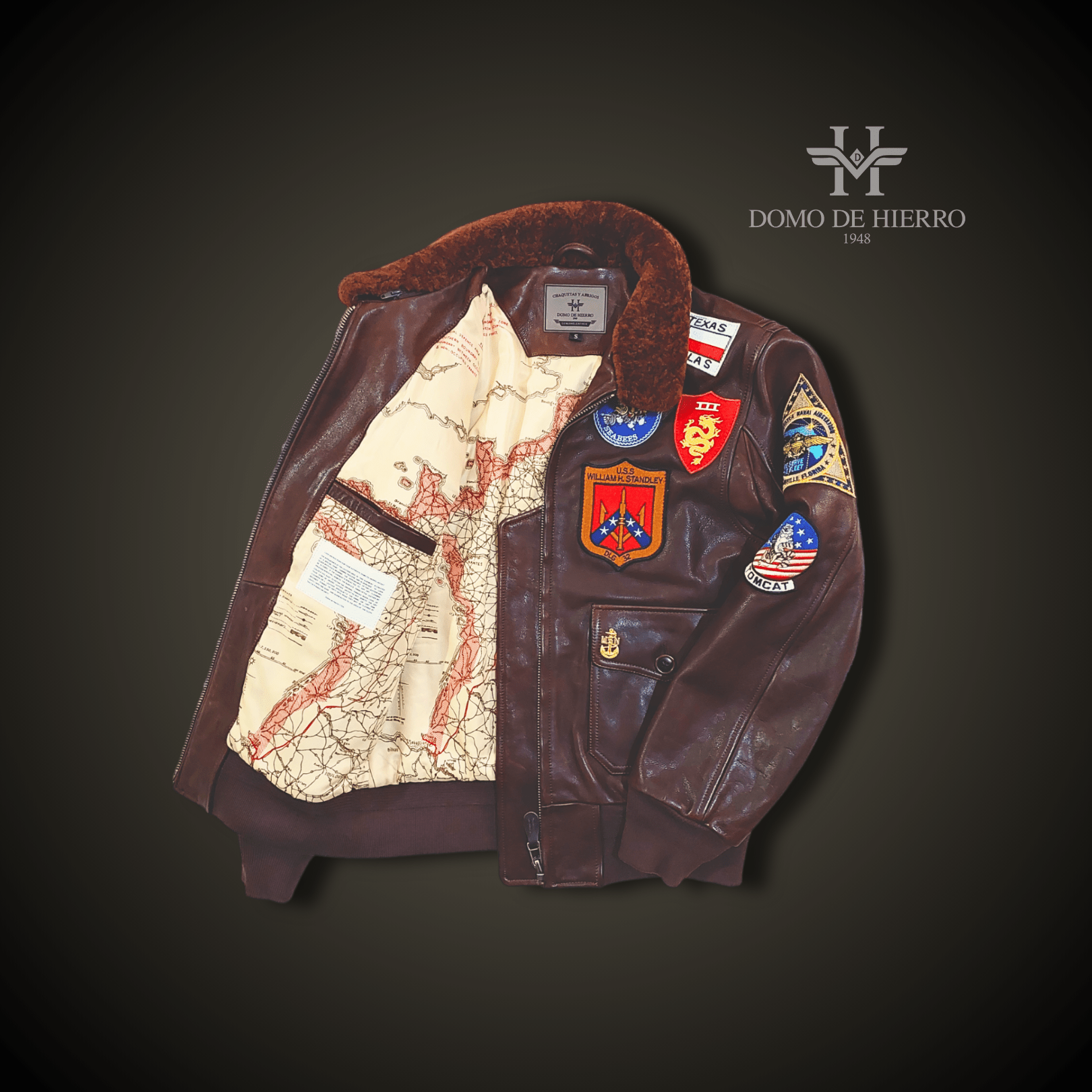 CHAQUETA TOPGUN CUERO VACUNO "MAVERICK MARRÓN VINTAGE" - DomodeHierro1948