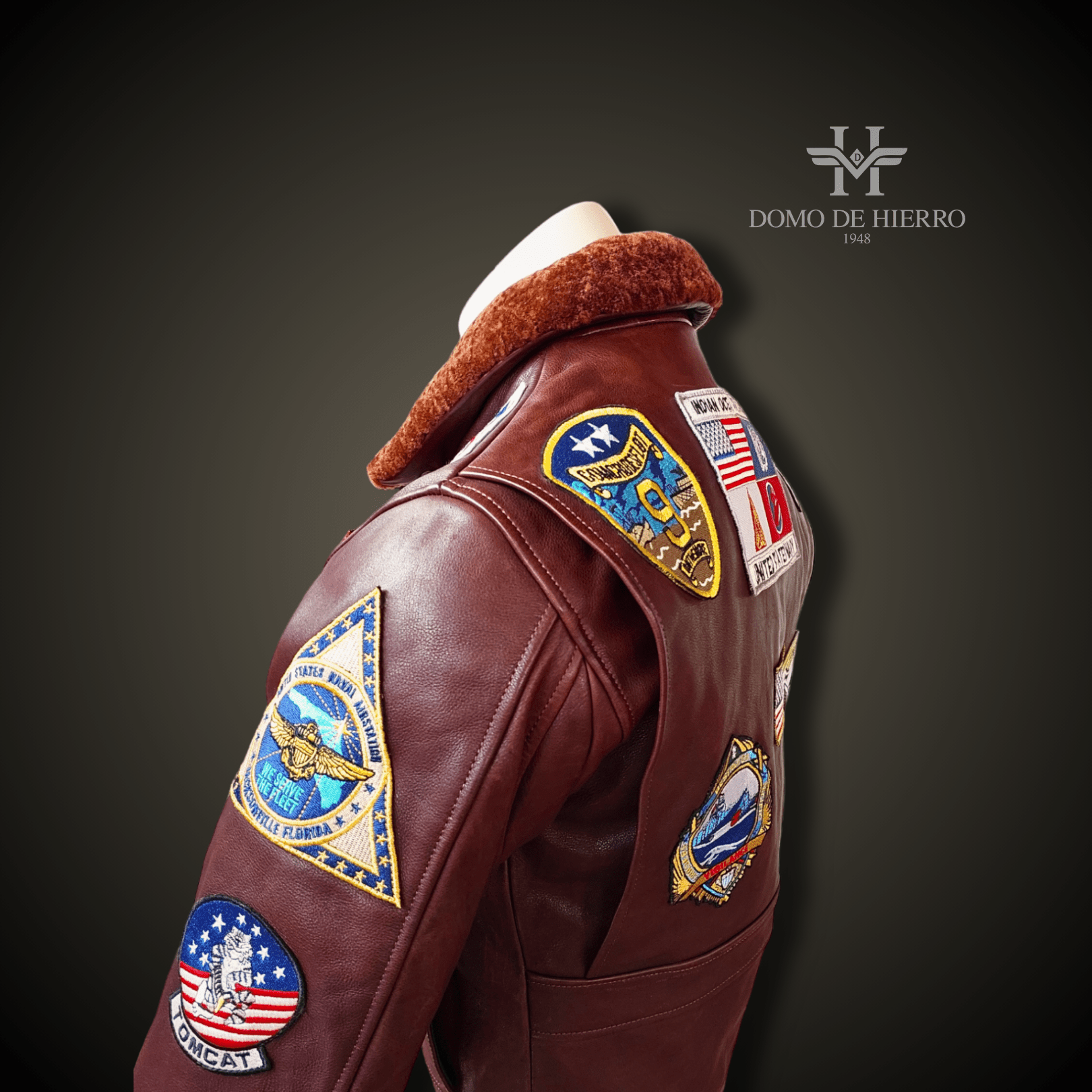 CHAQUETA TOPGUN CUERO VACUNO "MAVERICK MARRÓN VINTAGE" - DomodeHierro1948
