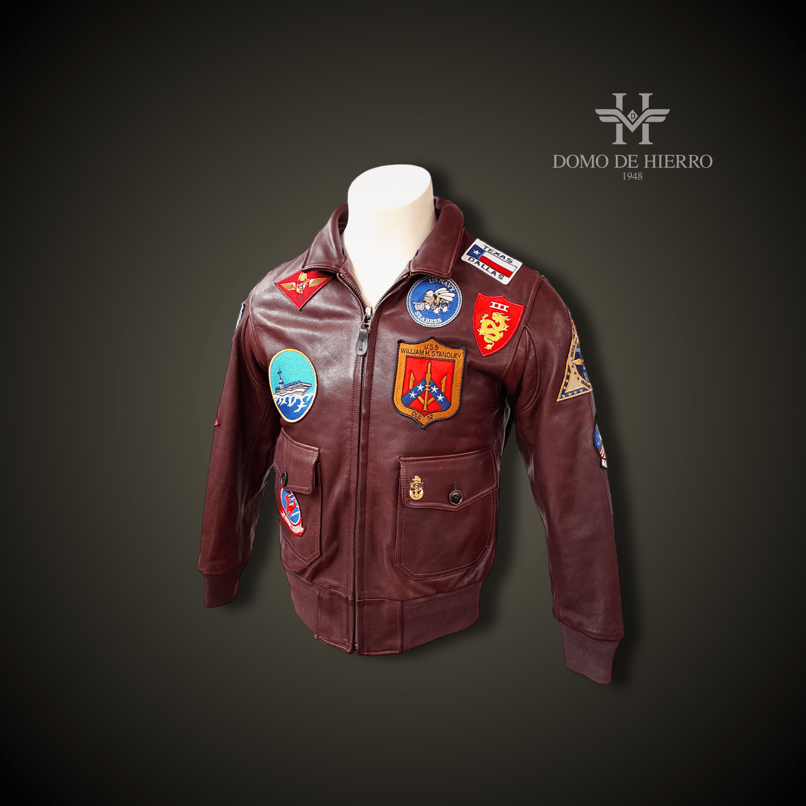 CHAQUETA TOPGUN CUERO VACUNO "MAVERICK MARRÓN VINTAGE" - DomodeHierro1948