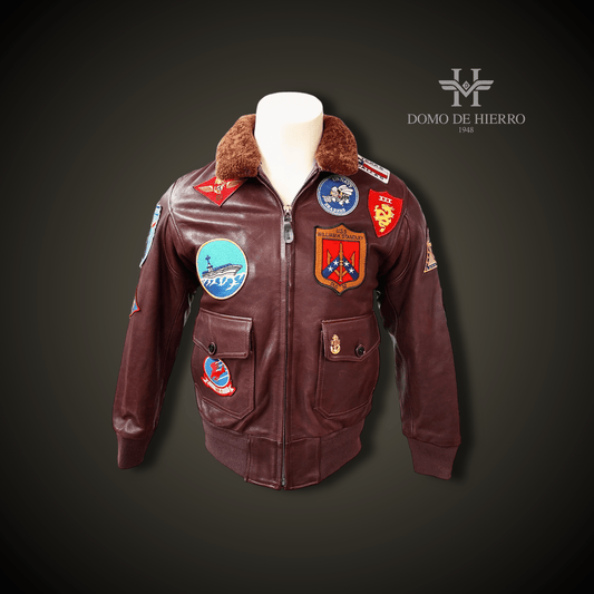 CHAQUETA TOPGUN CUERO VACUNO "MAVERICK MARRÓN VINTAGE" - DomodeHierro1948