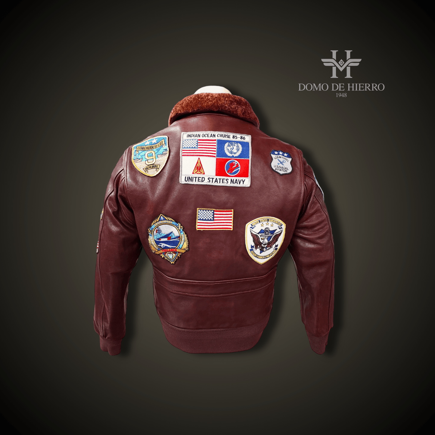 CHAQUETA TOPGUN CUERO VACUNO "MAVERICK MARRÓN VINTAGE" - DomodeHierro1948