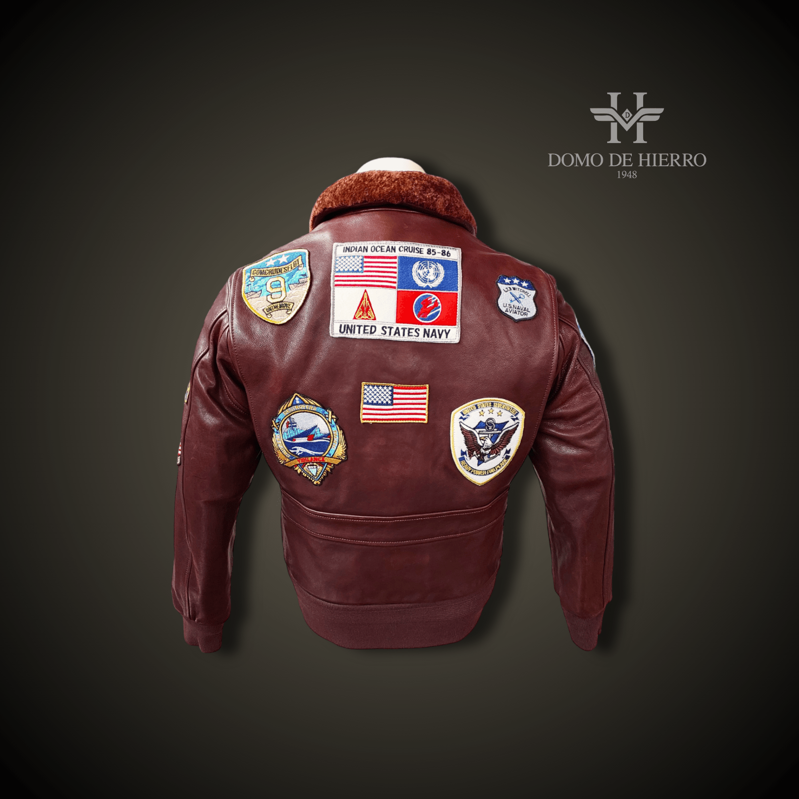 CHAQUETA TOPGUN CUERO VACUNO "MAVERICK MARRÓN VINTAGE" - DomodeHierro1948